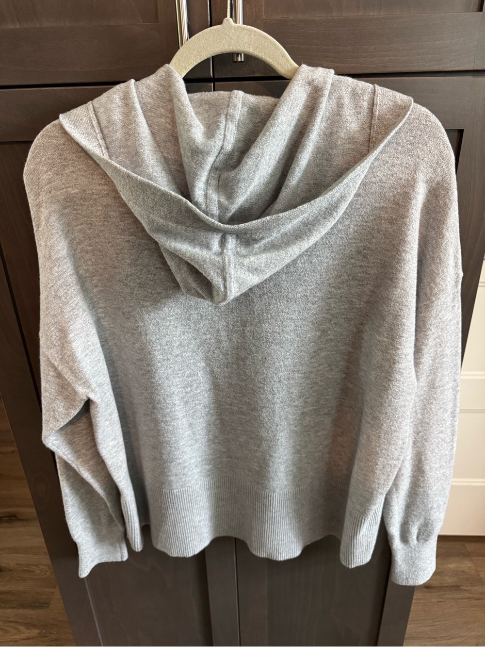 LOFT Light Gray Button-Up Hooded Cardigan - Picture 2 of 3